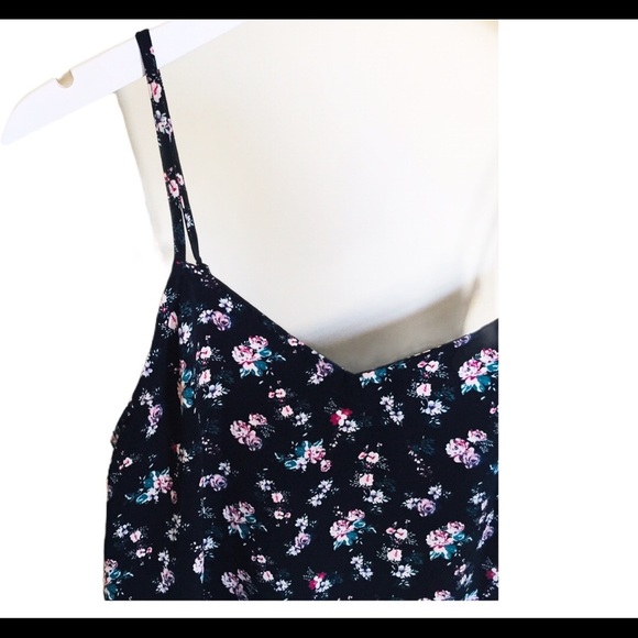 H&M Ditzy Floral Print Strappy Slip Dress With V Cut Navy Blue Size 8 - Picture 6 of 11